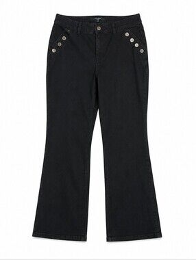 1822 Denim Women’s Size 14 Black Mid Rise Stretch Flare Leg Jeans Pants
